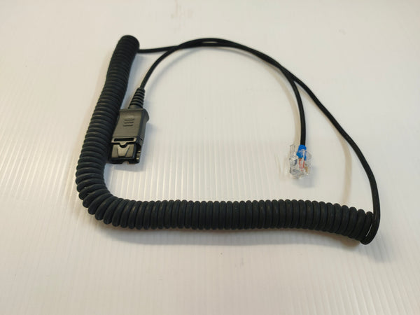 RJ11 QD Bottom Cord for JPL Office Headsets (Plantronics QD Compatible)